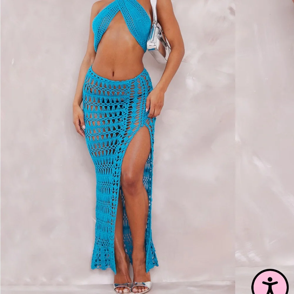 Crochet Halter Top and Skirt Set - Picture 1 of 3